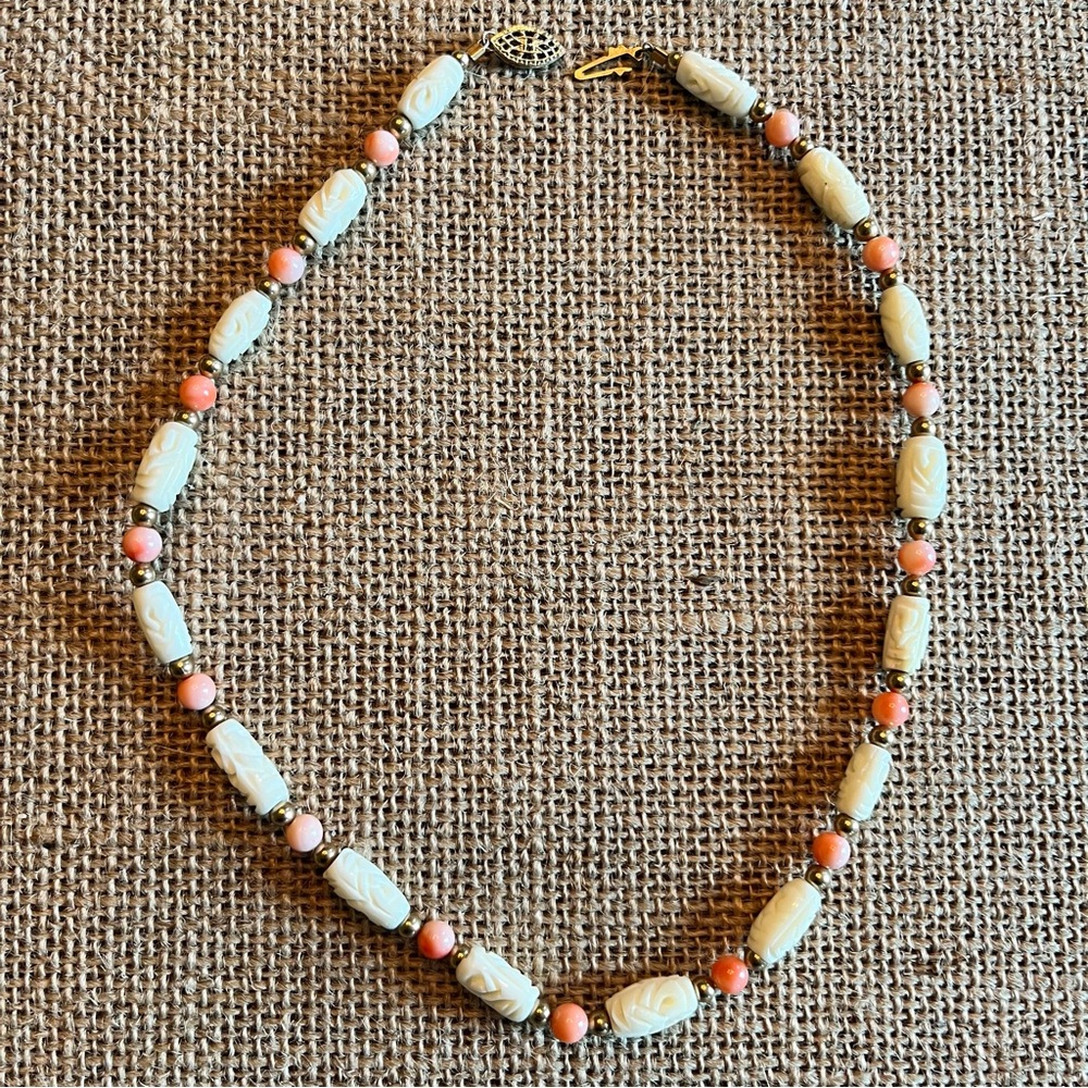 Coral and “bone” necklace